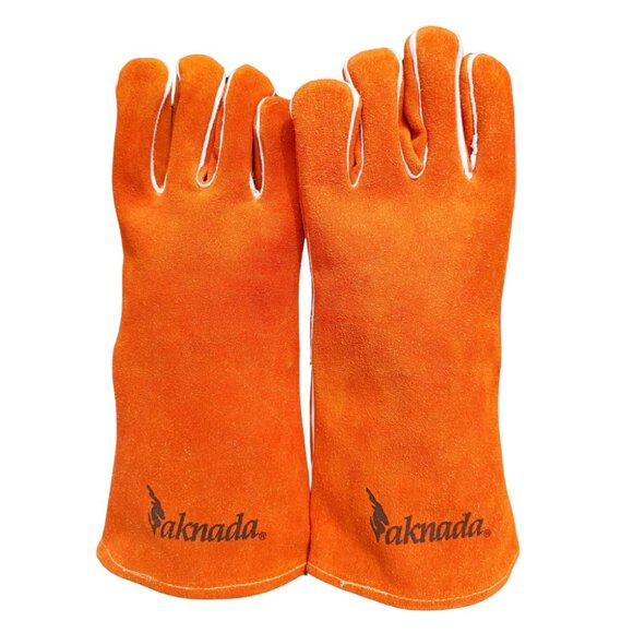 PAKNADA Leather Welding Gloves 14inch Orange Heat, Flame Resistant Safety Gloves - Picture 2 of 6